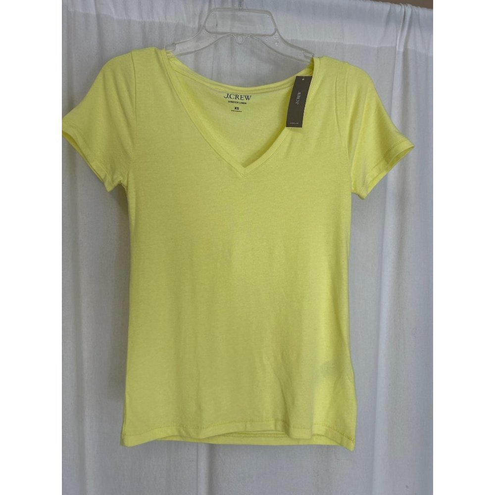 J Crew V-neck T-shirt in stretch linen blend BP070, Size XS
